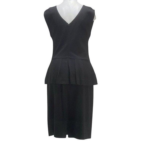 TAYLOR Dress Women's Size10 Sheath Black Stretch Ponte Peplum Pencil Midi - Picture 1 of 13